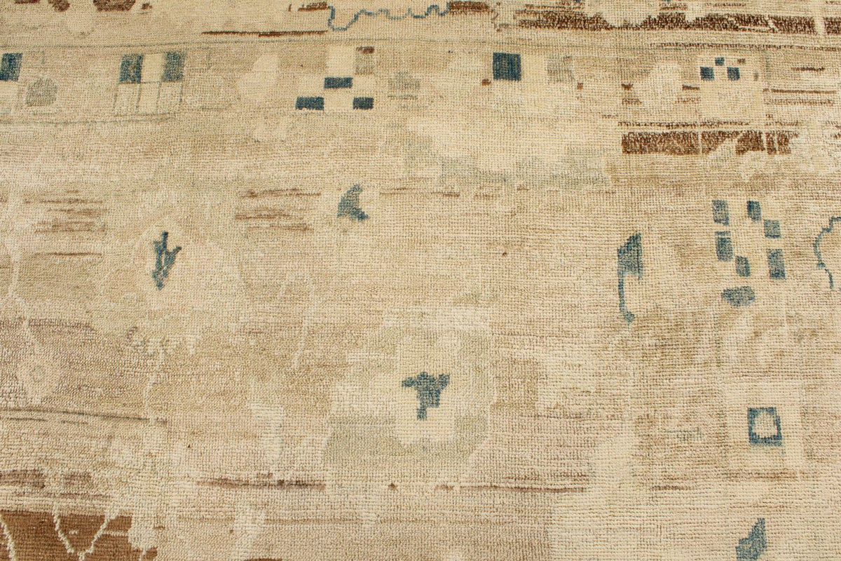 10x14 Ivory and Brown Turkish Oushak Rug