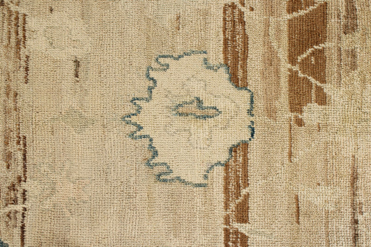 10x14 Ivory and Brown Turkish Oushak Rug