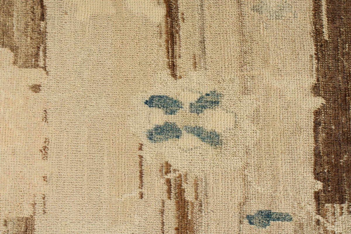 10x14 Ivory and Brown Turkish Oushak Rug