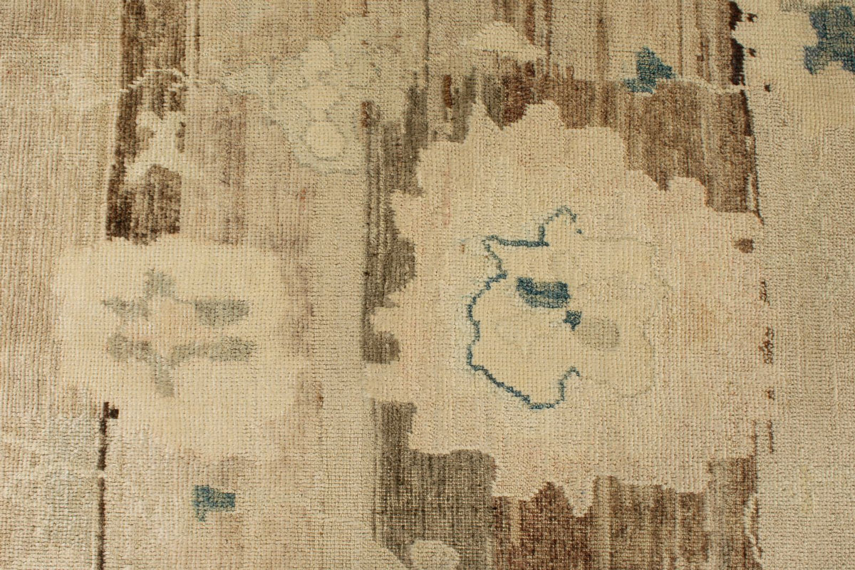 10x14 Ivory and Brown Turkish Oushak Rug