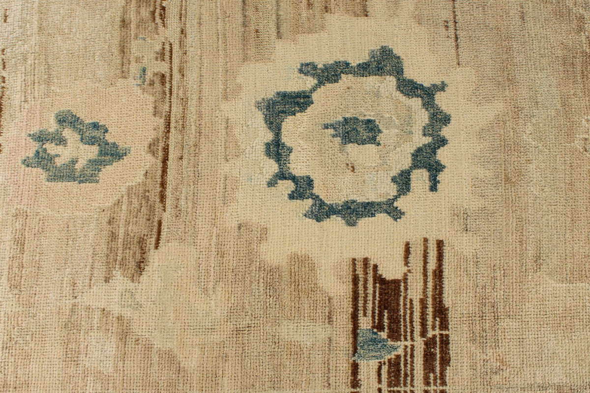 10x14 Ivory and Brown Turkish Oushak Rug