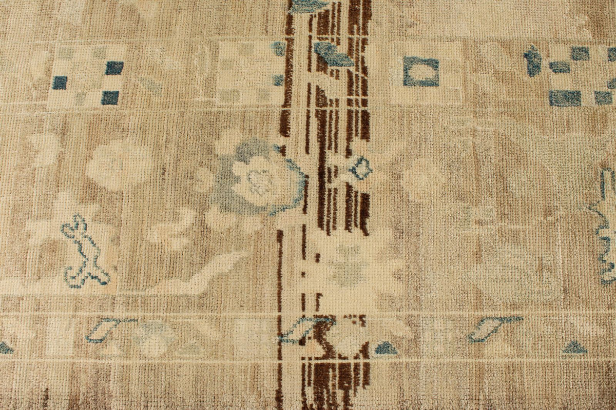 10x14 Ivory and Brown Turkish Oushak Rug