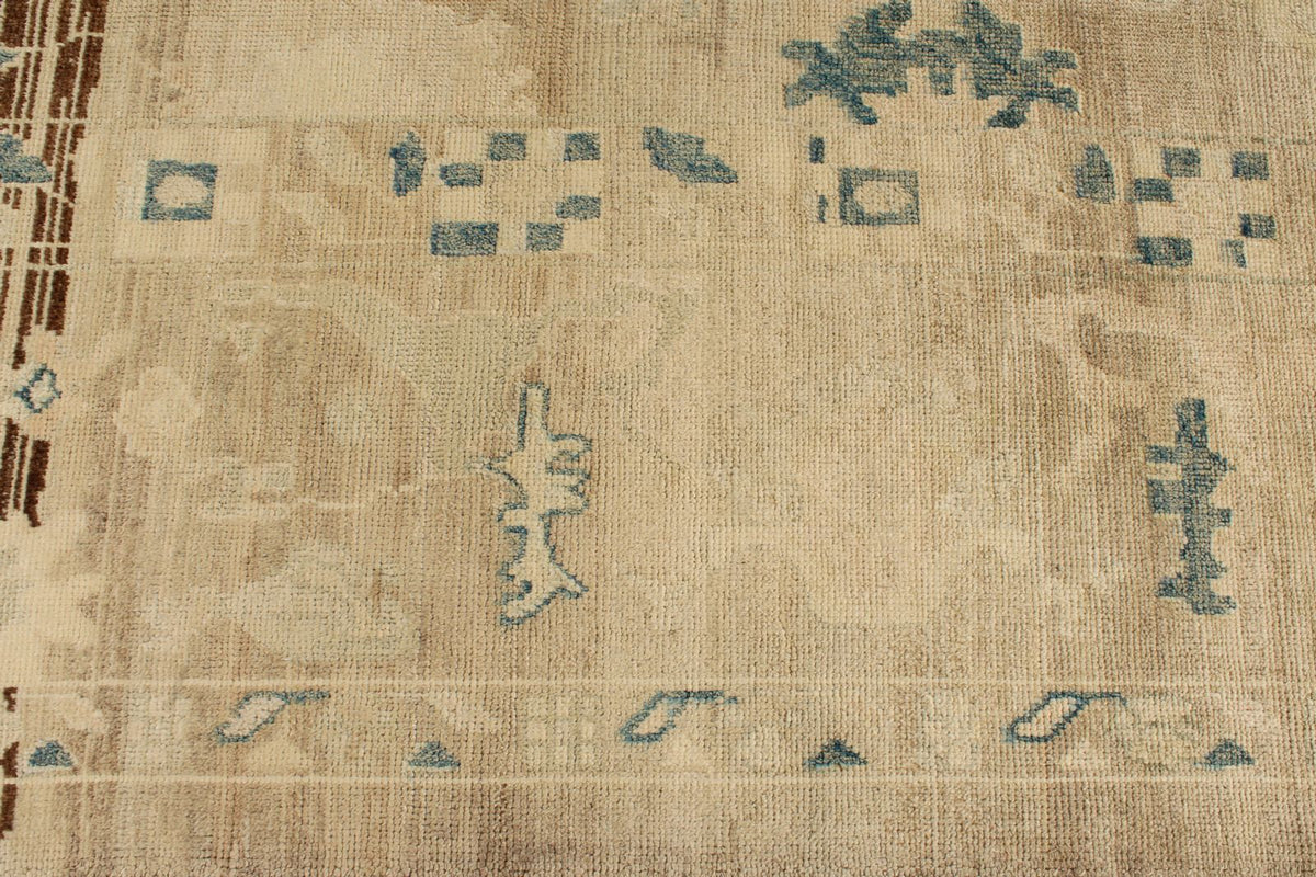 10x14 Ivory and Brown Turkish Oushak Rug