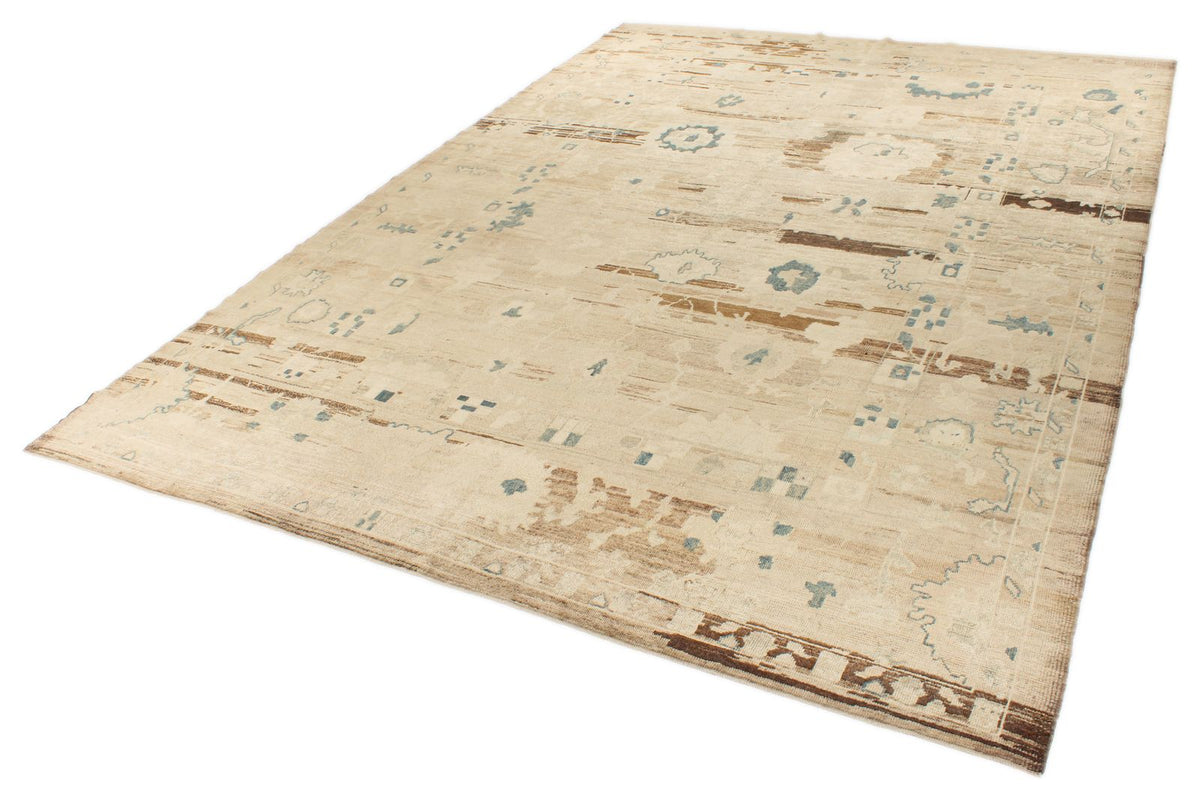 10x14 Ivory and Brown Turkish Oushak Rug