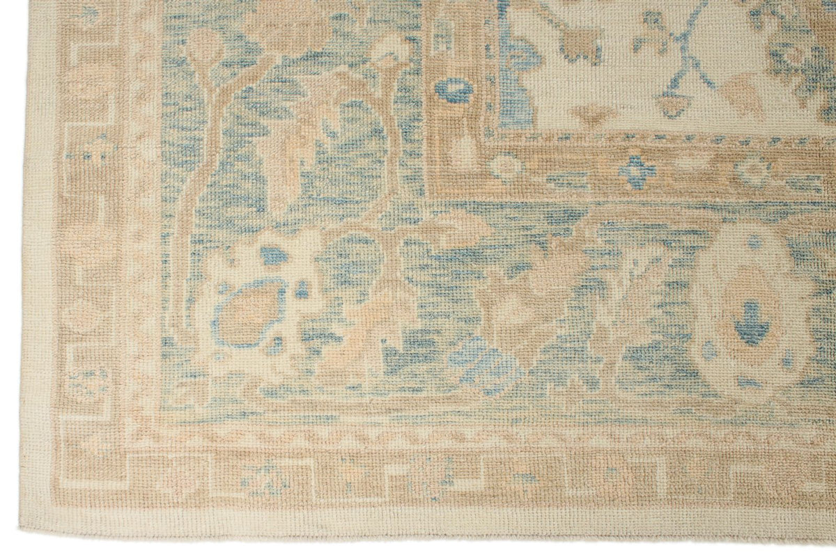 12x15 Ivory and Blue Turkish Oushak Rug