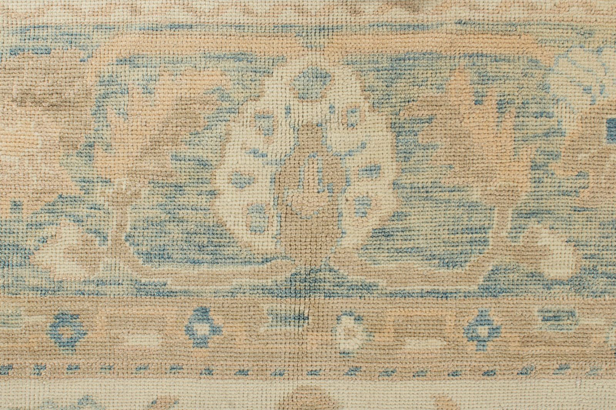 12x15 Ivory and Blue Turkish Oushak Rug