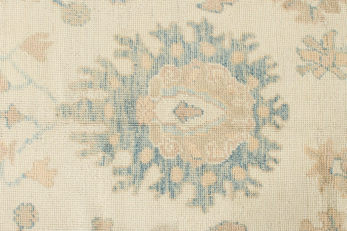 12x15 Ivory and Blue Turkish Oushak Rug