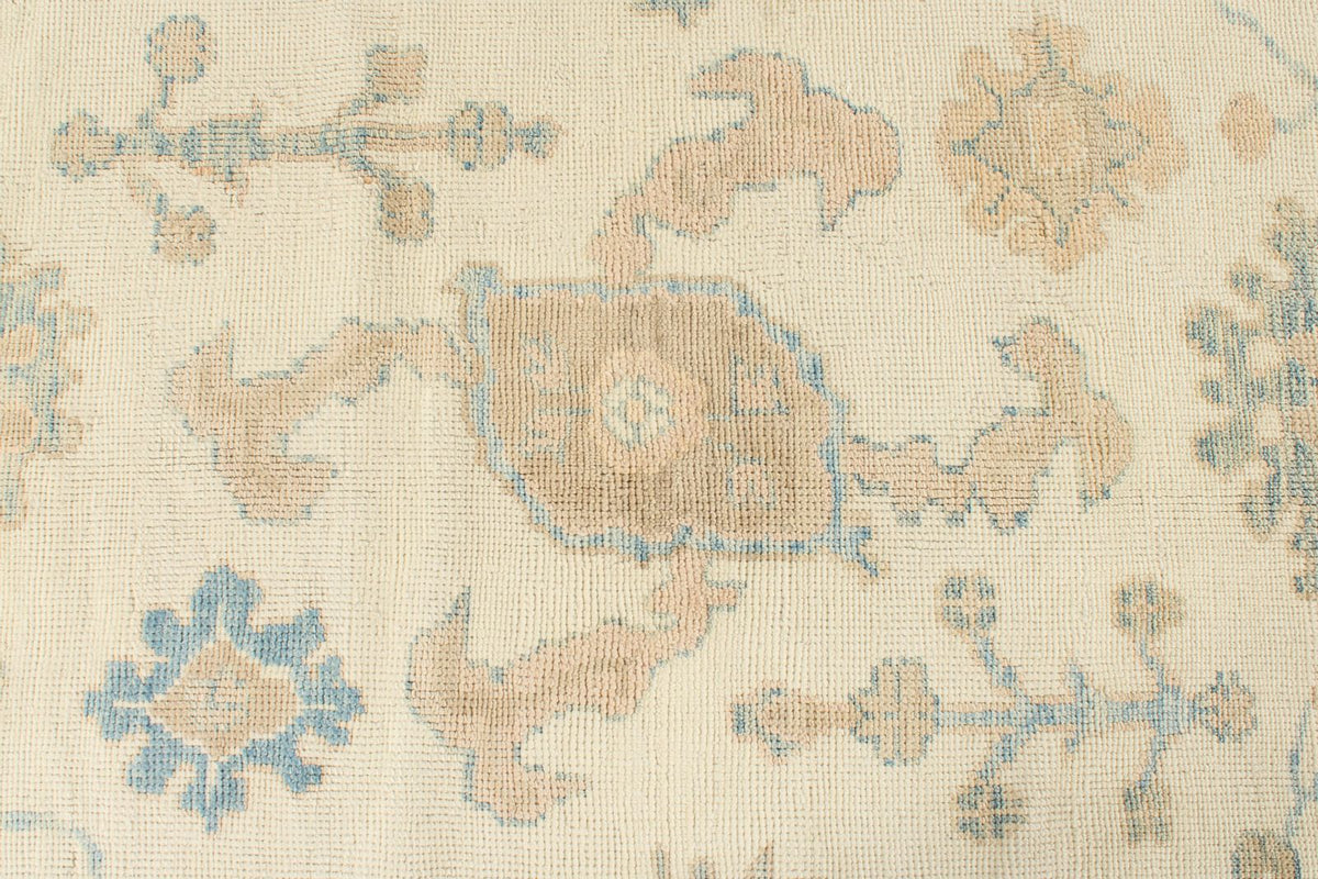 12x15 Ivory and Blue Turkish Oushak Rug