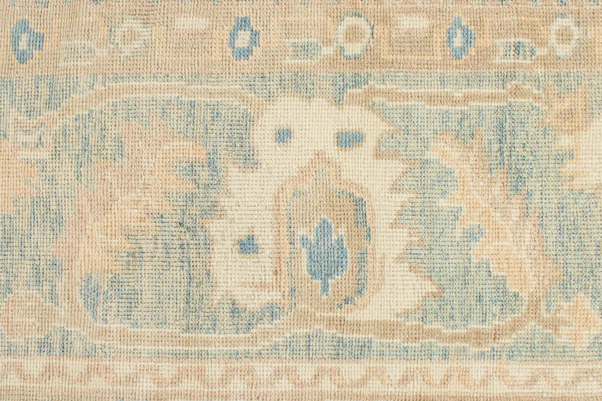 12x15 Ivory and Blue Turkish Oushak Rug