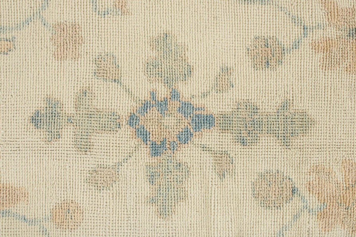 12x15 Ivory and Blue Turkish Oushak Rug
