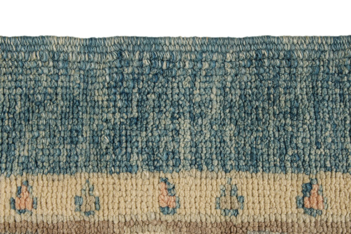 13x15 Blue and Ivory Turkish Oushak Rug