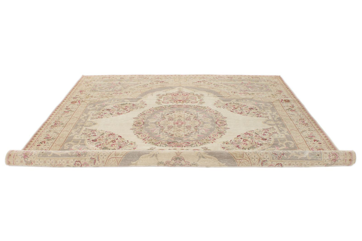 8x10 Ivory and Pink Turkish Traditional Rug
