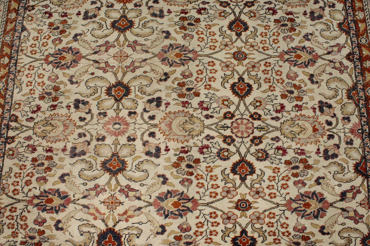 7x9 Ivory and Gray Turkish Traditional Rug