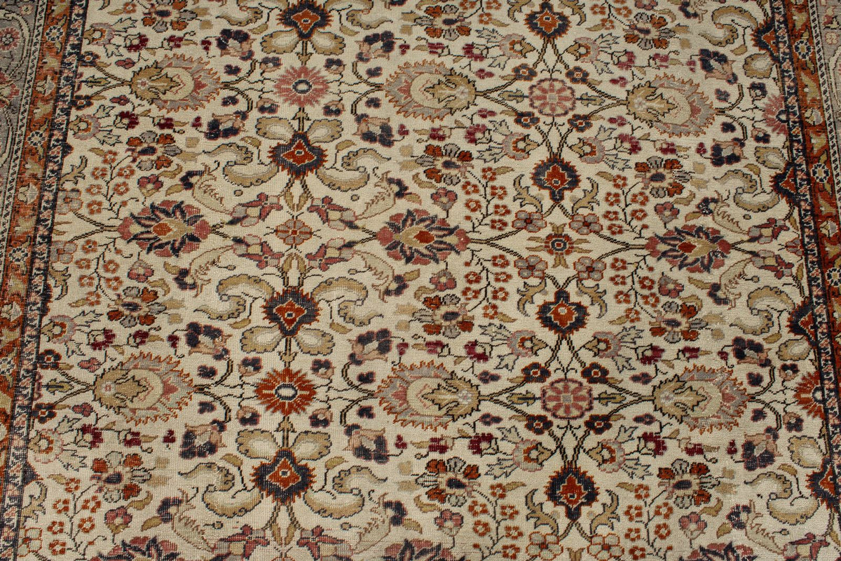 7x9 Ivory and Gray Turkish Traditional Rug