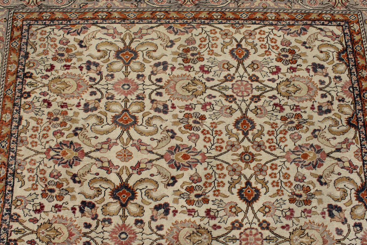 7x9 Ivory and Gray Turkish Traditional Rug