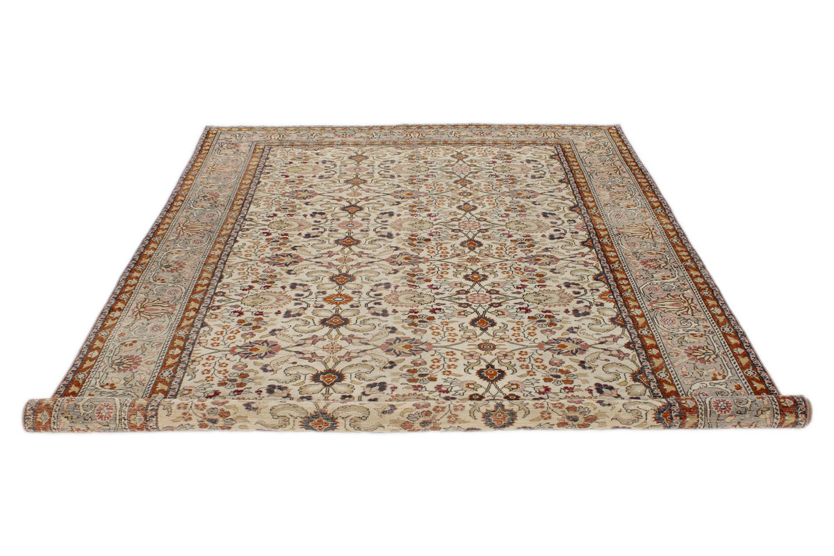 7x9 Ivory and Gray Turkish Traditional Rug