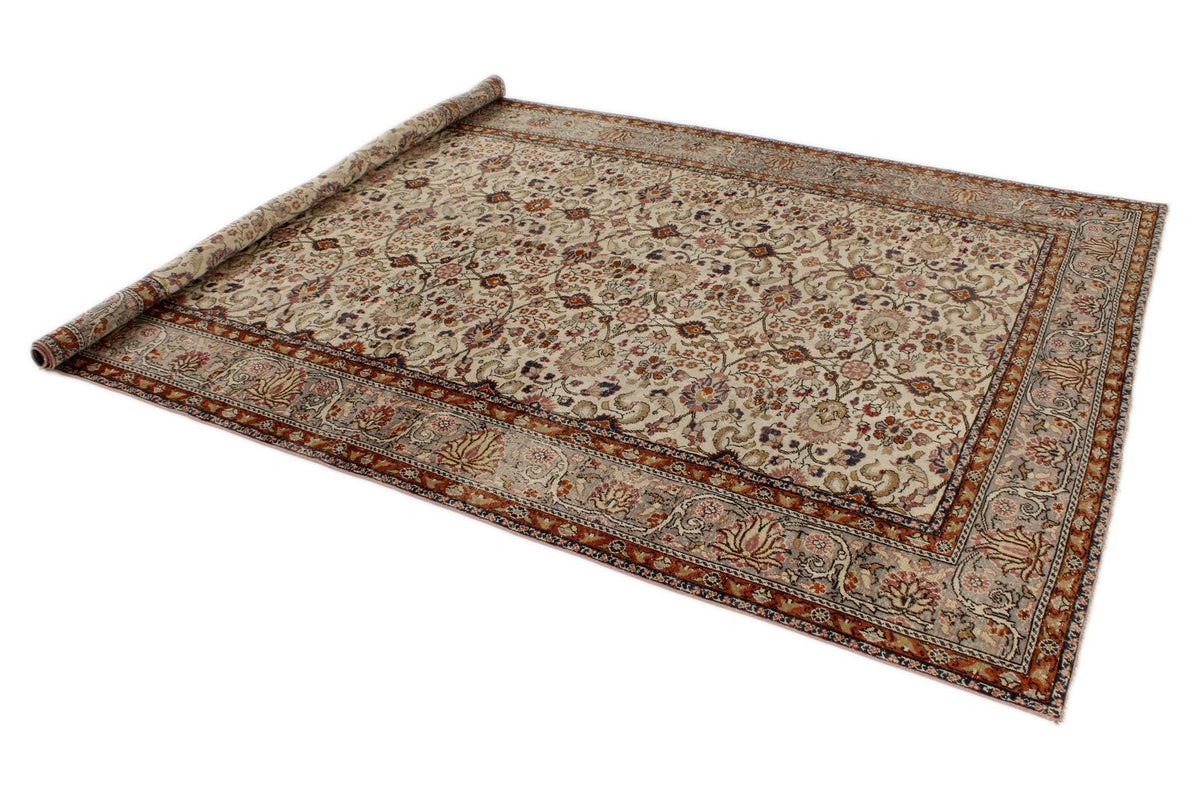 7x9 Ivory and Gray Turkish Traditional Rug