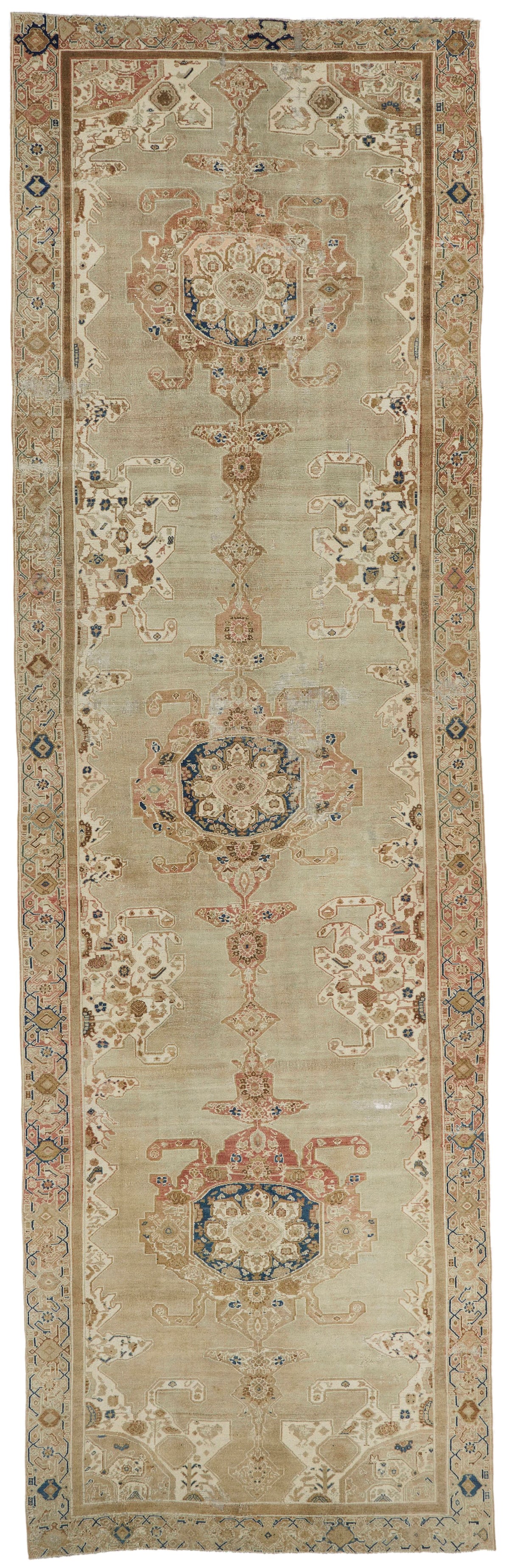6x18 Ivory and Ivory Anatolian Turkish Tribal Runner
