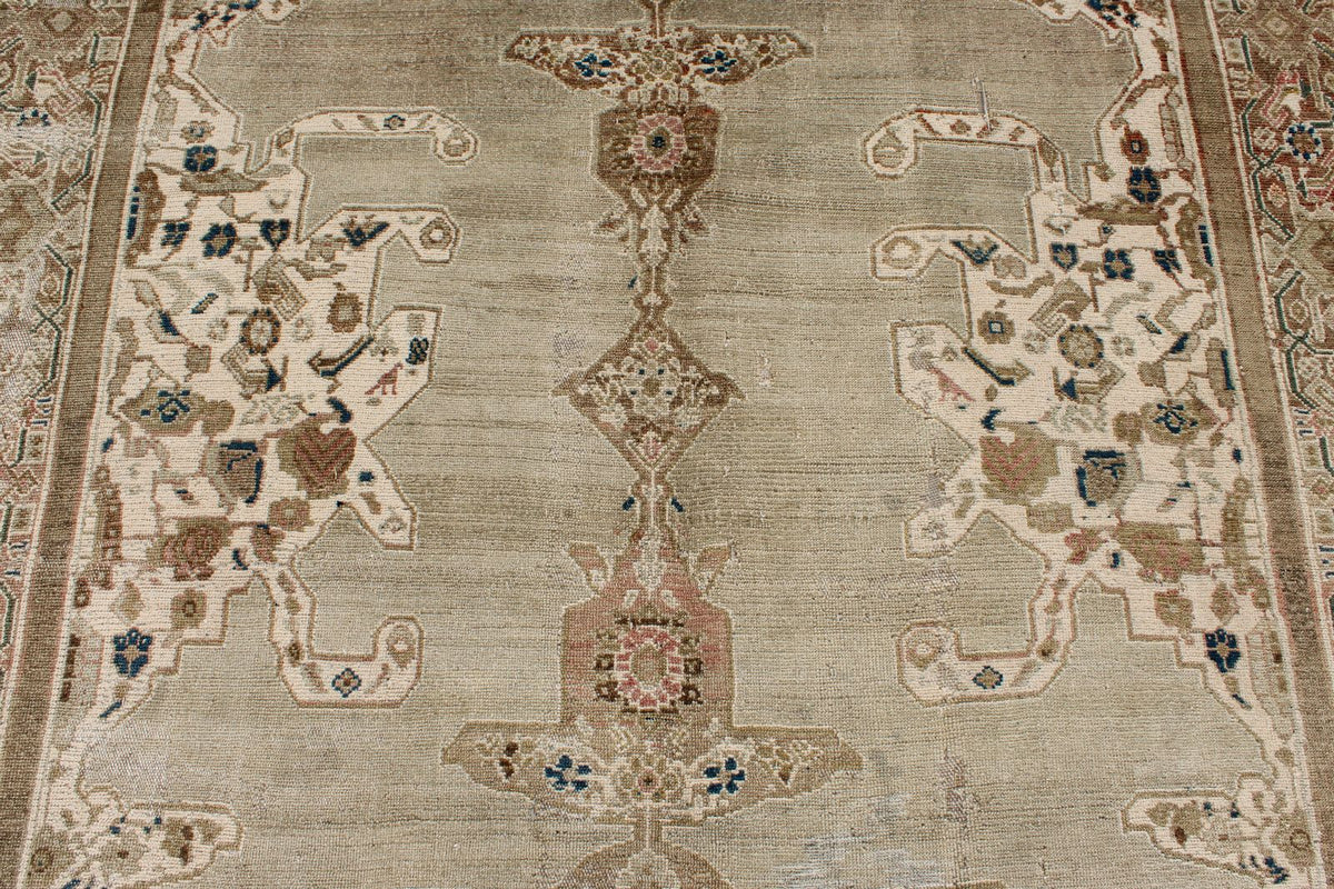6x18 Ivory and Ivory Anatolian Turkish Tribal Runner