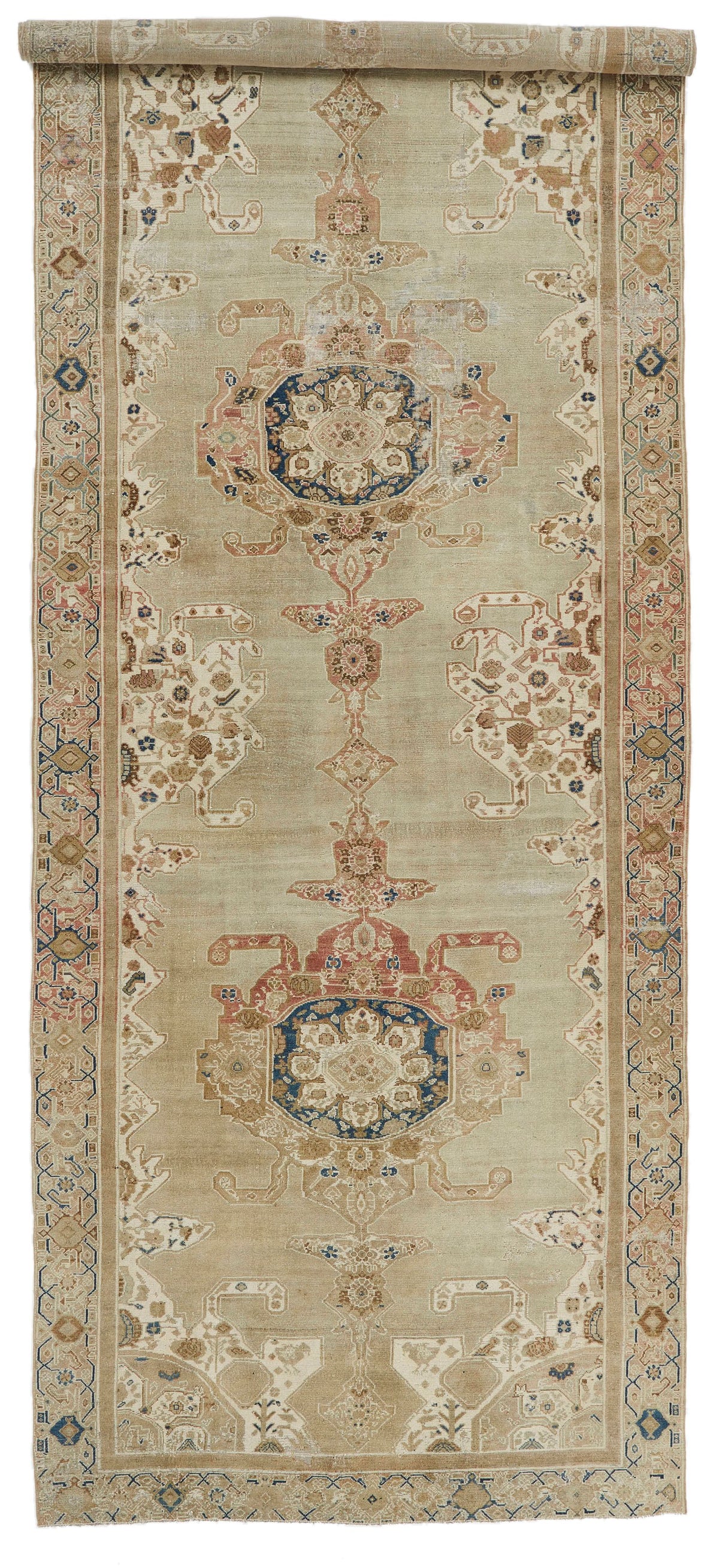 6x18 Ivory and Ivory Anatolian Turkish Tribal Runner
