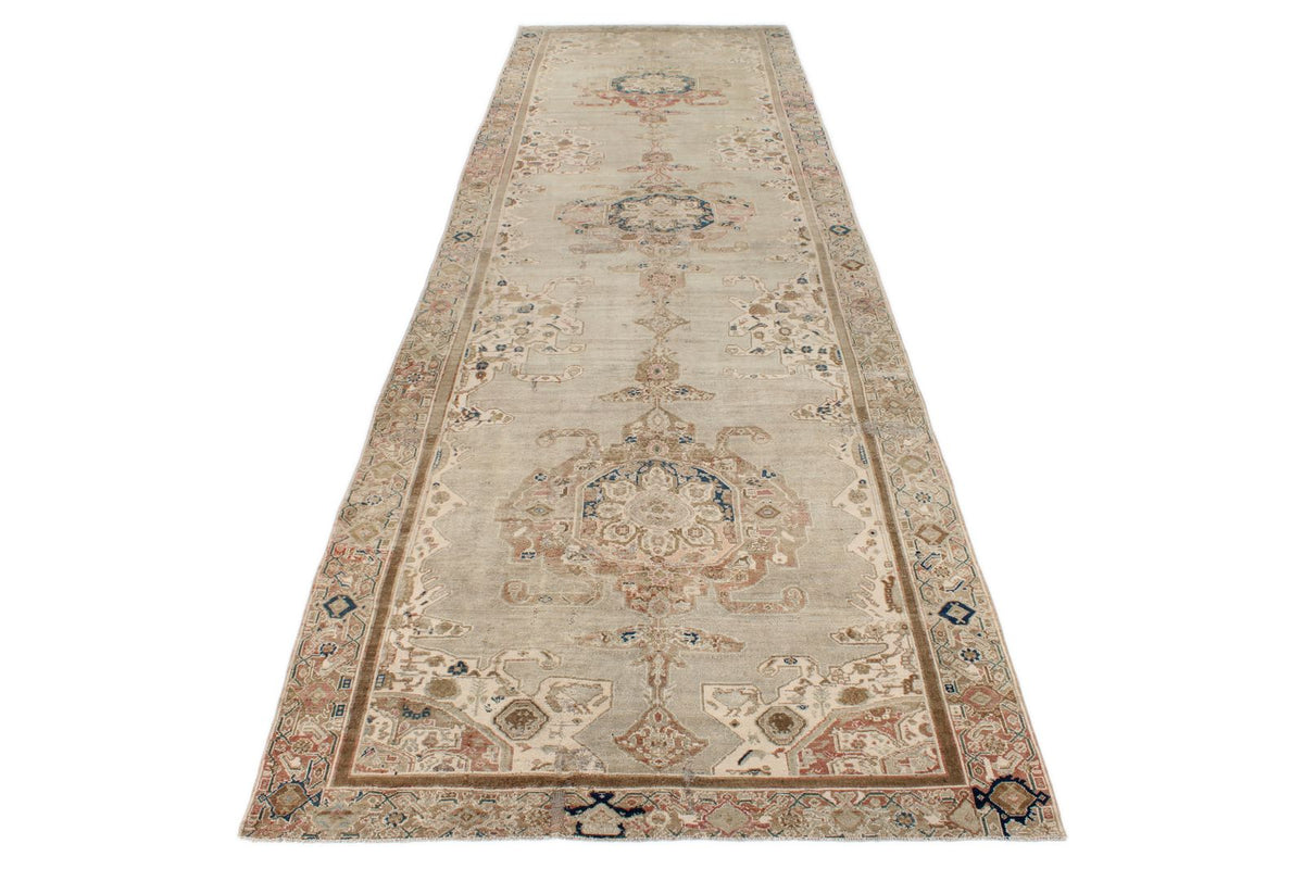 6x18 Ivory and Ivory Anatolian Turkish Tribal Runner