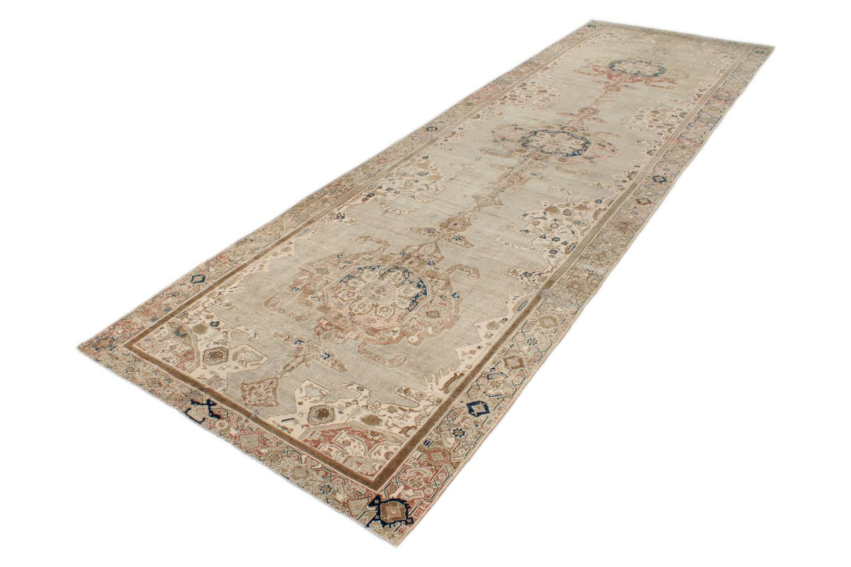 6x18 Ivory and Ivory Anatolian Turkish Tribal Runner