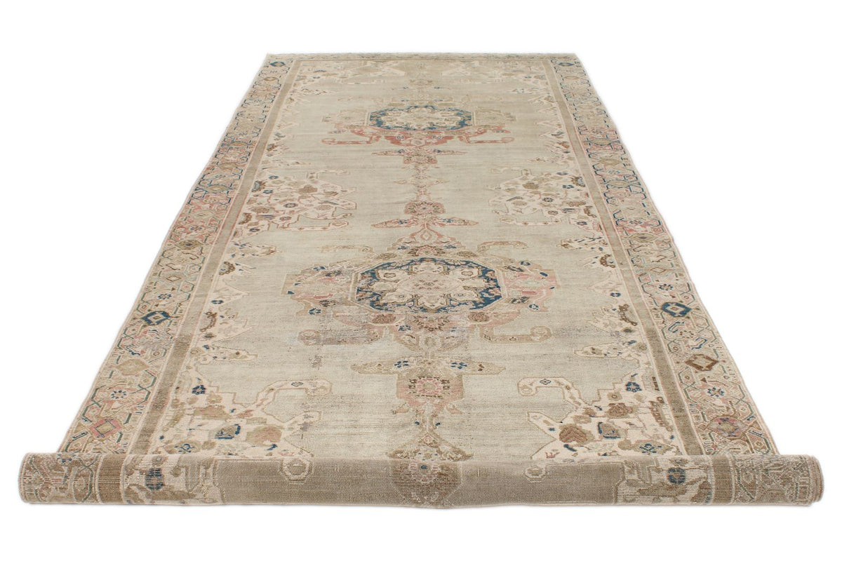 6x18 Ivory and Ivory Anatolian Turkish Tribal Runner