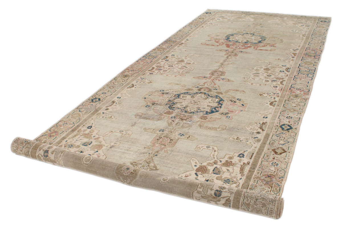 6x18 Ivory and Ivory Anatolian Turkish Tribal Runner
