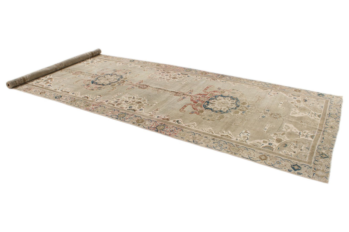6x18 Ivory and Ivory Anatolian Turkish Tribal Runner