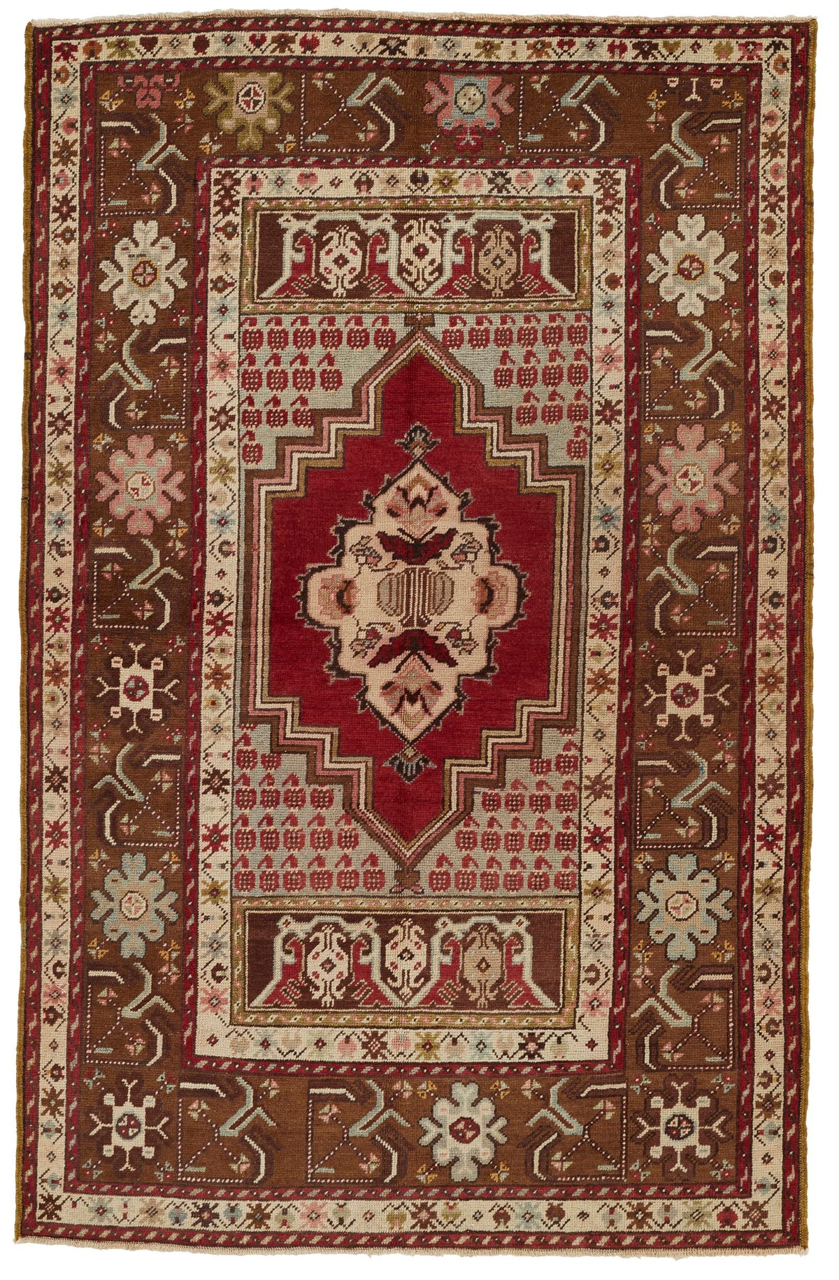 4x6 Red and Brown Turkish Tribal Rug