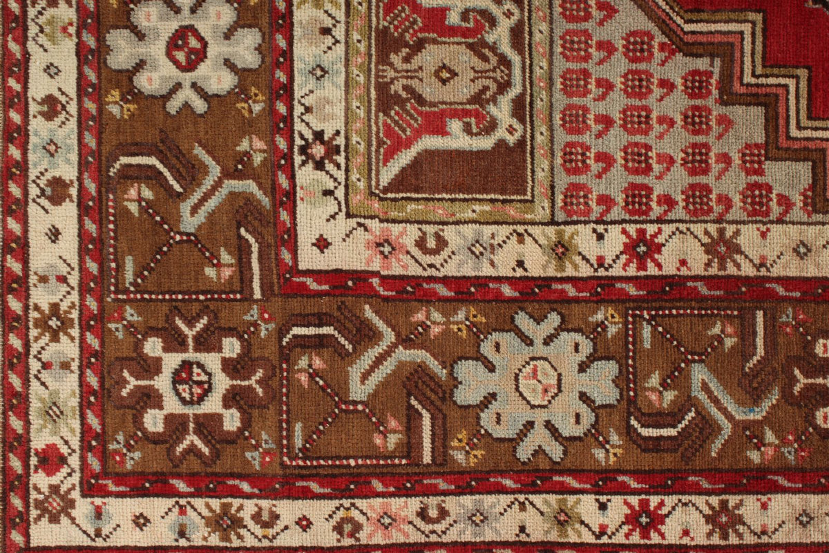4x6 Red and Brown Turkish Tribal Rug