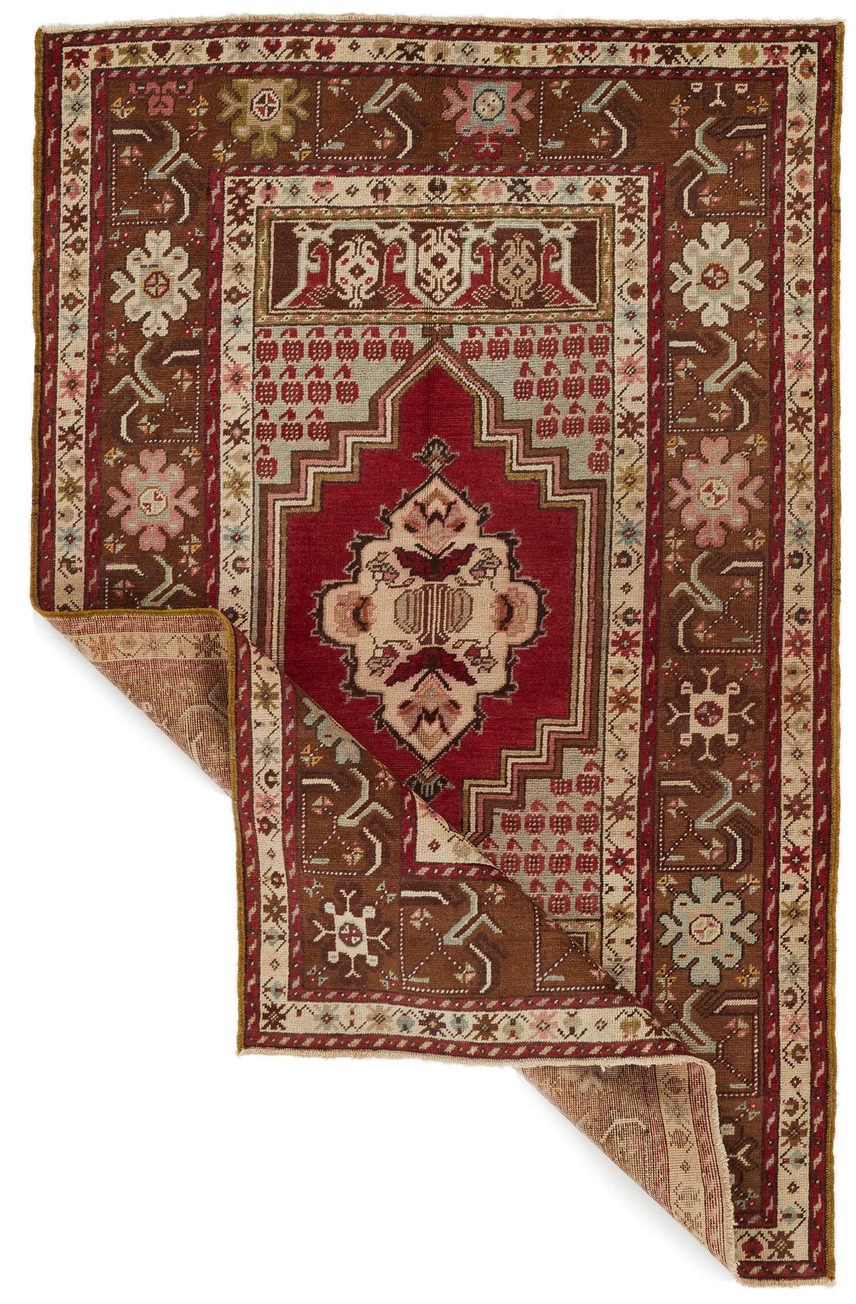 4x6 Red and Brown Turkish Tribal Rug