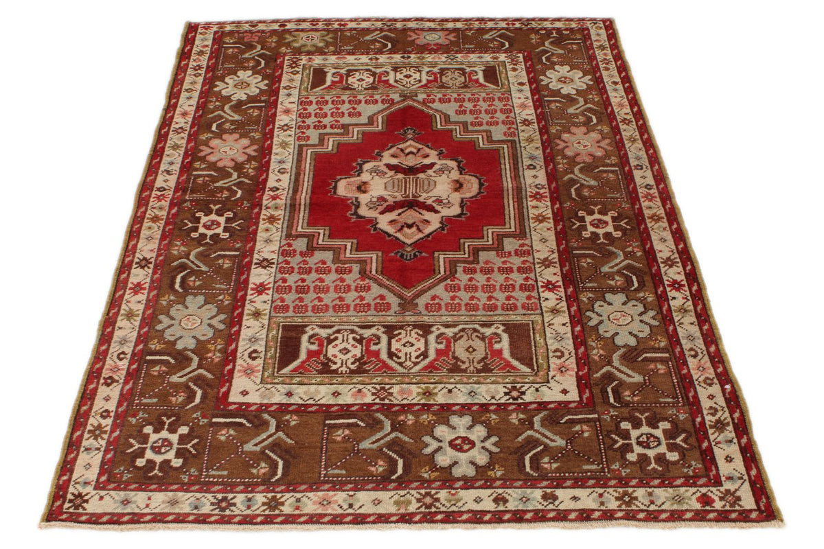 4x6 Red and Brown Turkish Tribal Rug