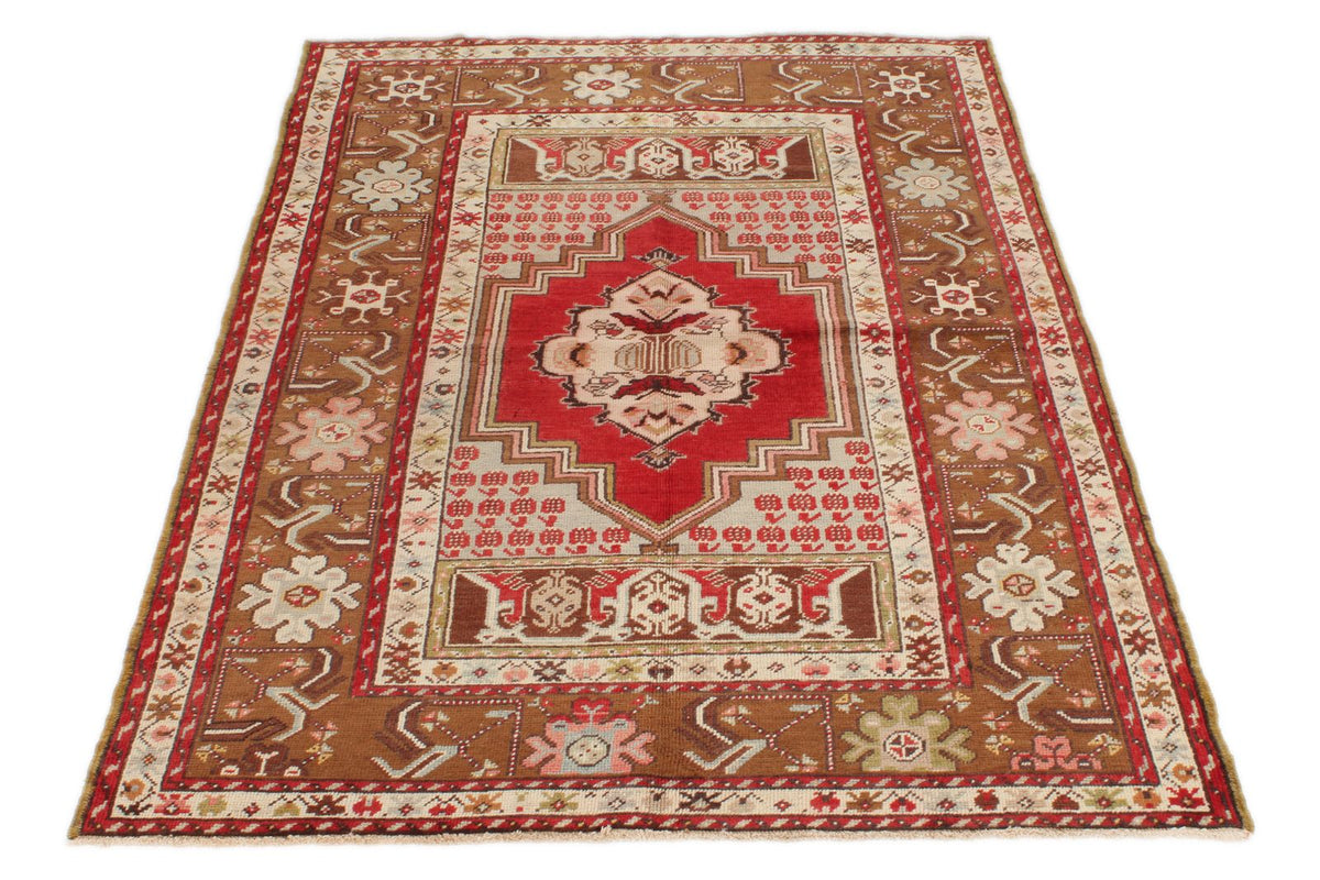 4x6 Red and Brown Turkish Tribal Rug