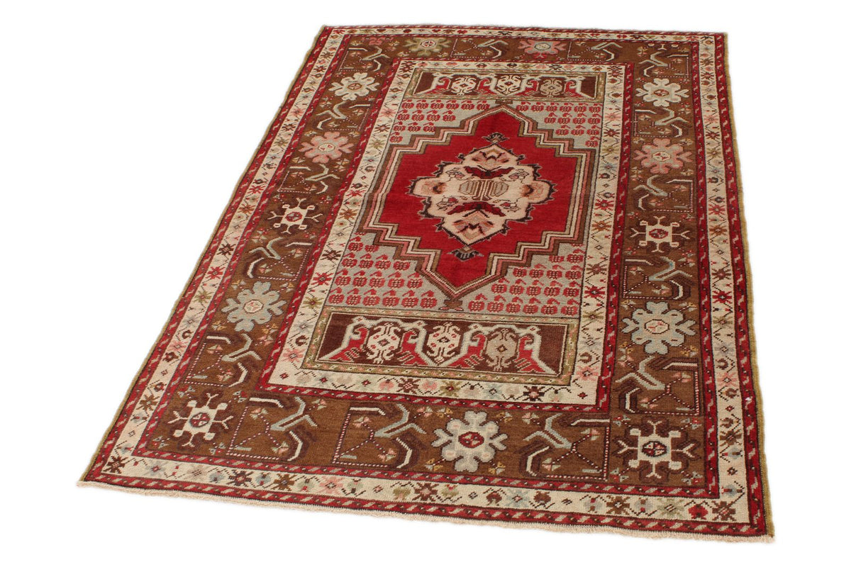 4x6 Red and Brown Turkish Tribal Rug