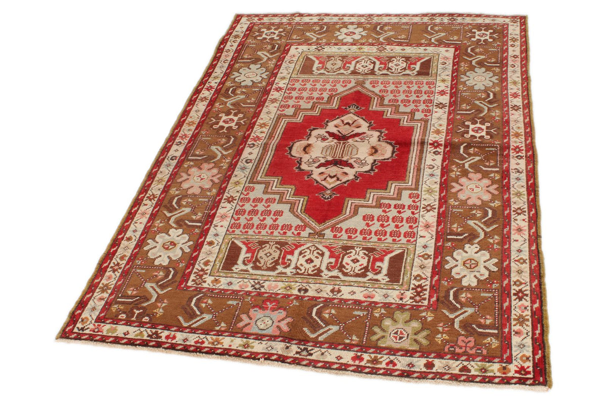 4x6 Red and Brown Turkish Tribal Rug
