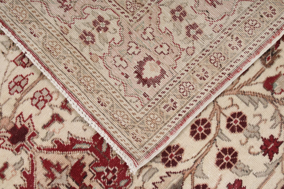 6x10 Red and Ivory Turkish Traditional Rug