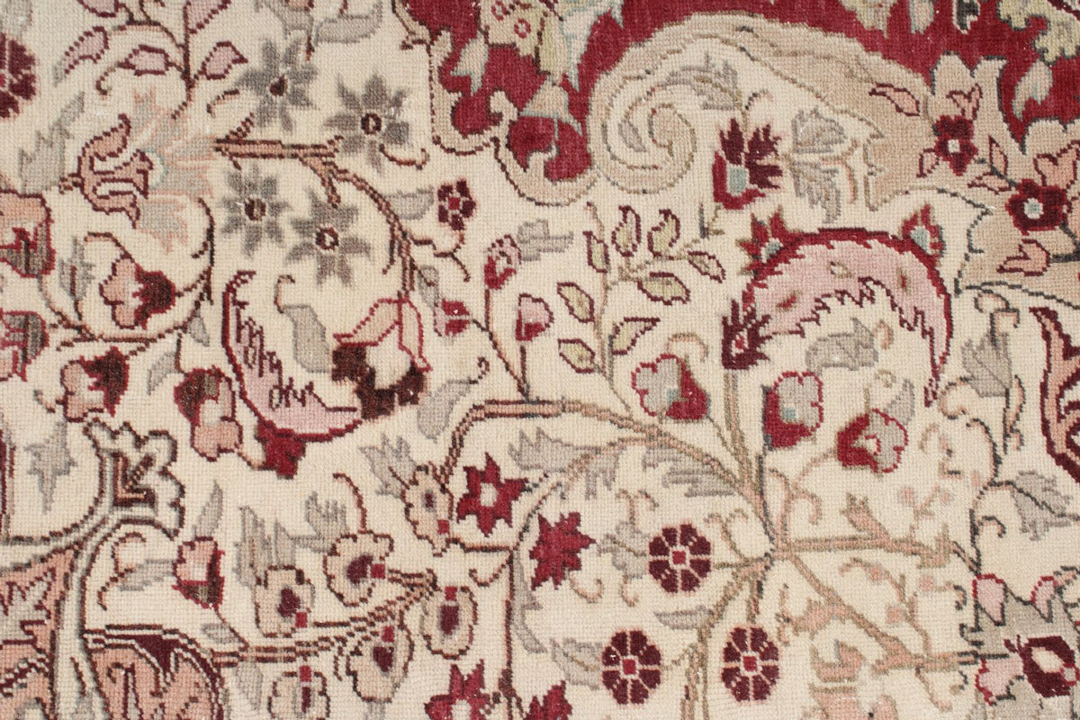 6x10 Red and Ivory Turkish Traditional Rug