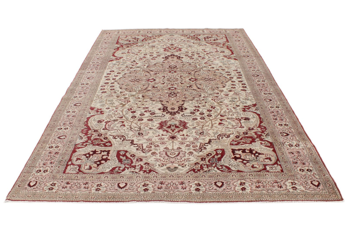 6x10 Red and Ivory Turkish Traditional Rug
