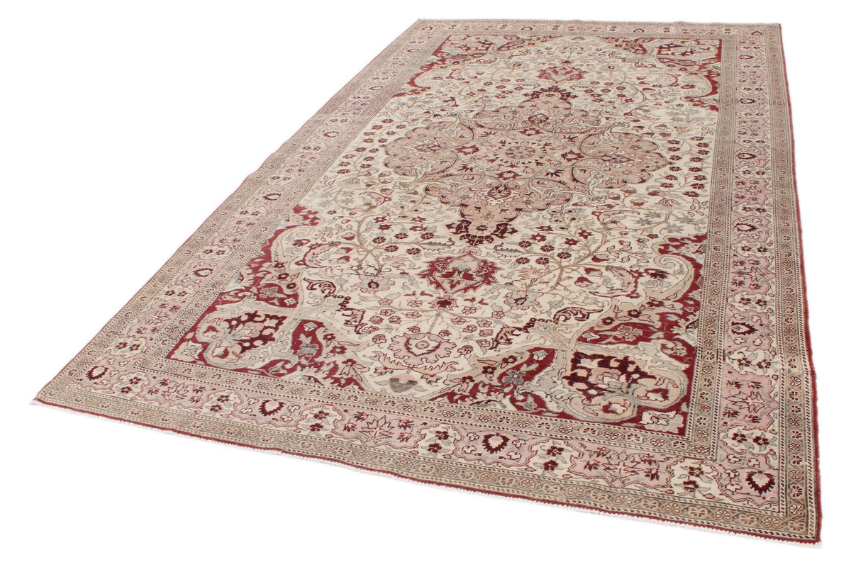 6x10 Red and Ivory Turkish Traditional Rug