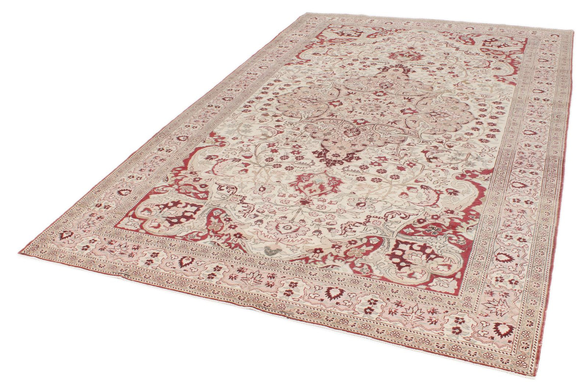 6x10 Red and Ivory Turkish Traditional Rug
