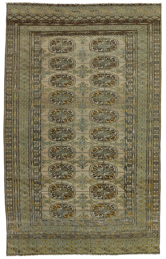 4x6 Green and Brown Anatolian Tribal Rug