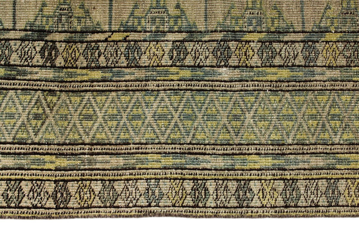 4x6 Green and Brown Anatolian Tribal Rug