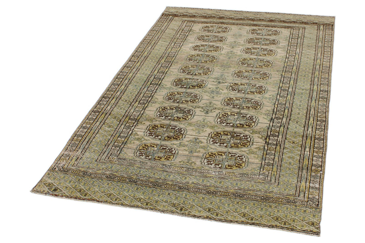 4x6 Green and Brown Anatolian Tribal Rug