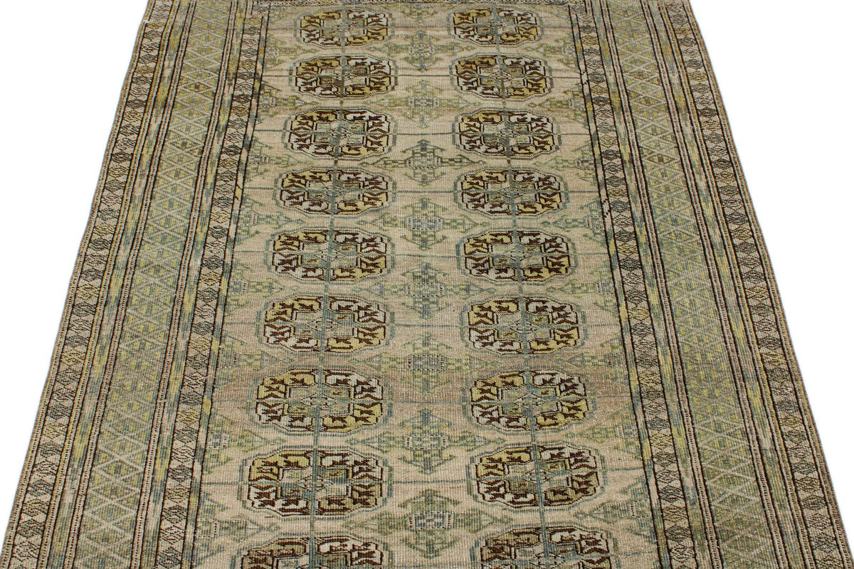 4x6 Green and Brown Anatolian Tribal Rug