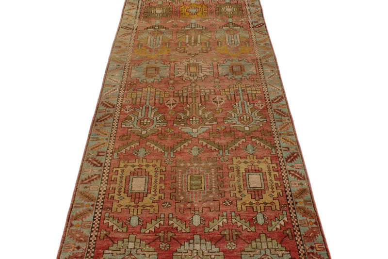 3x13 Rust and Brown Persian Hamadan Distressed Area Runner