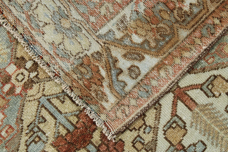 7x9 Rust and Ivory Persian Bahtiyari Distressed Area Rug