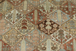 7x9 Rust and Ivory Persian Bahtiyari Distressed Area Rug