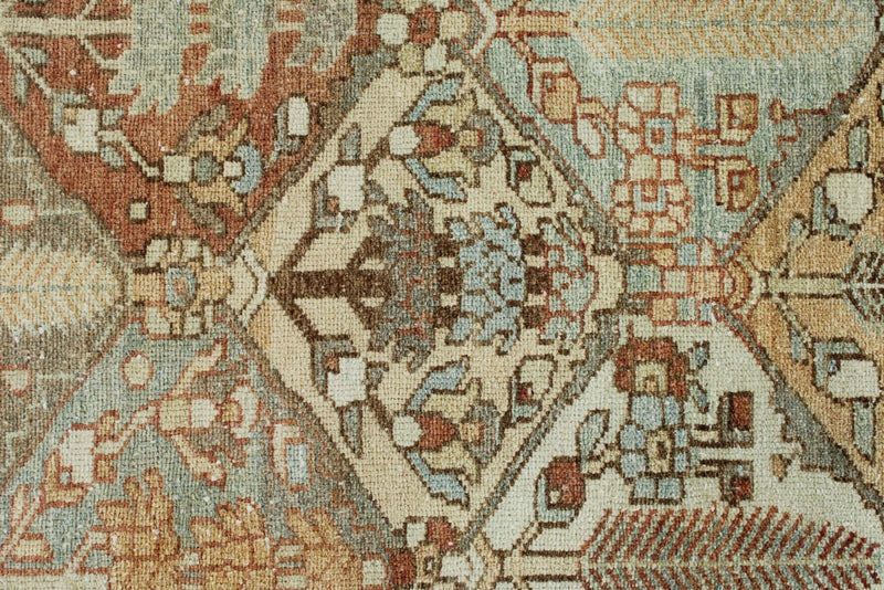 7x9 Rust and Ivory Persian Bahtiyari Distressed Area Rug