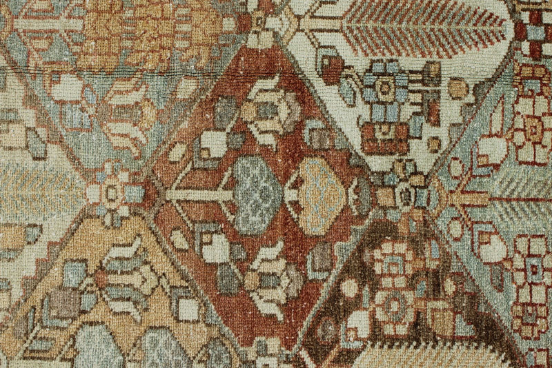 7x9 Rust and Ivory Persian Bahtiyari Distressed Area Rug